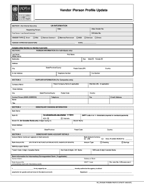 Vendor Person Profile Update Form