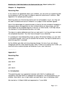 Parenting Plan Agreement