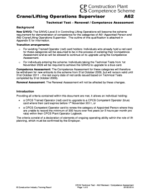 Crane Lifting Operations Supervisor Competence Assessment