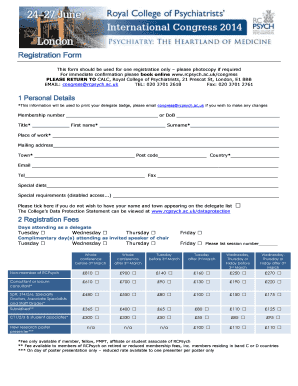 Royal College of Psychiatrists Registration Form