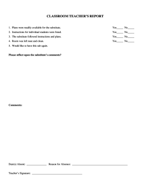 Classroom Teacher's Report