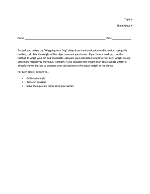 Weighing Objects Activity Form