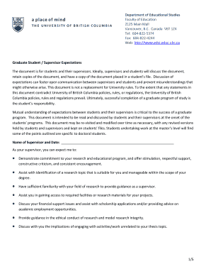 Graduate Student Supervisor Expectations Agreement