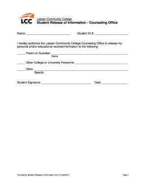 Student Release of Information Form