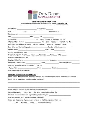 Counseling Admission Form