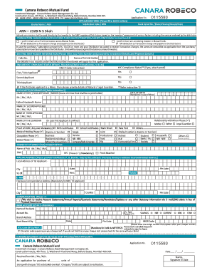 Canara Robeco Mutual Fund Application Form