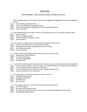 Dental Continuing Education Post Test