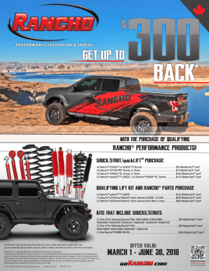 Rancho Spring Consumer Promotion Rebate Form