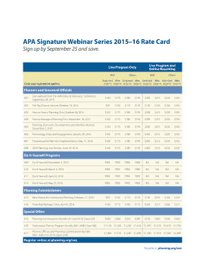 APA Signature Webinar Series 2015–16 Registration Form