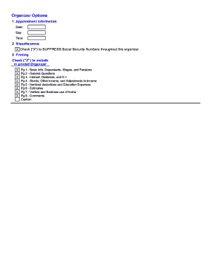 US Federal Tax Organizer Form