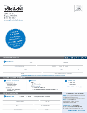Safe and Civil Schools Workshop Registration Form