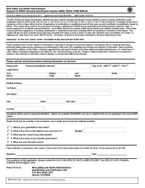 MSHA Individual Identification Number Application