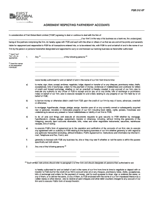 FGB 212 Partnership Account Agreement