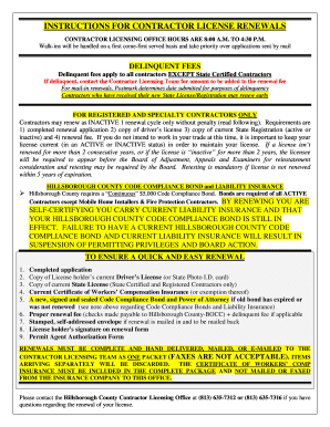 Hillsborough County Contractor License Renewal Application