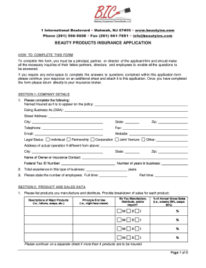 Beauty Products Insurance Application