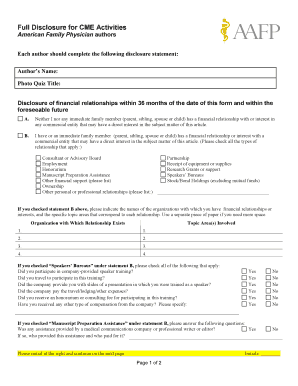 Full Disclosure for CME Activities
