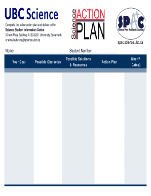 Science Student Action Plan Form