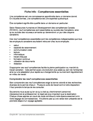 Fiche Info : Compétences essentielles
