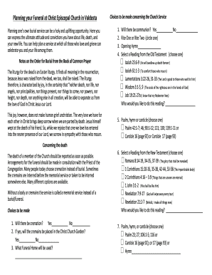 Funeral Planning Form