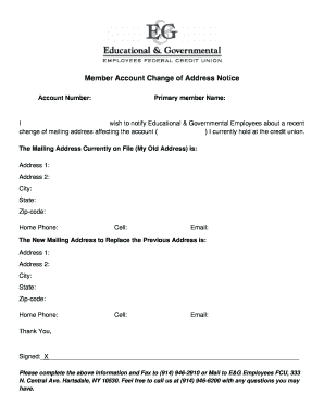 Change of Address Notice