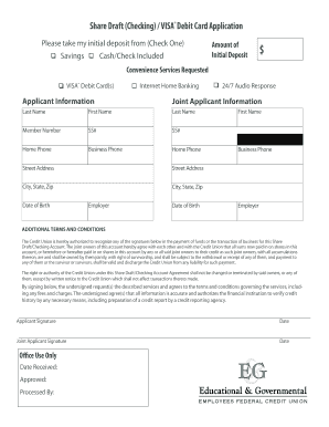 VISA Debit Card Application