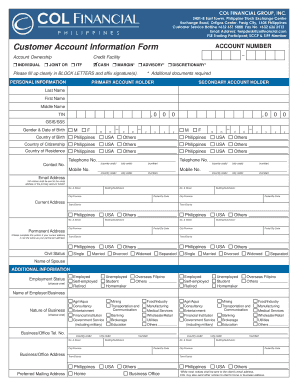 COL Financial Customer Account Information Form