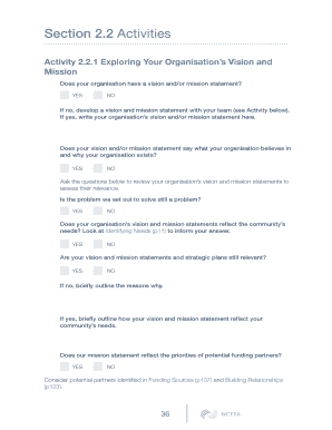 Organizational Vision and Mission Statement Template