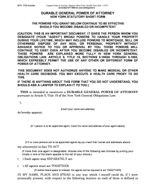 New York Durable General Power of Attorney