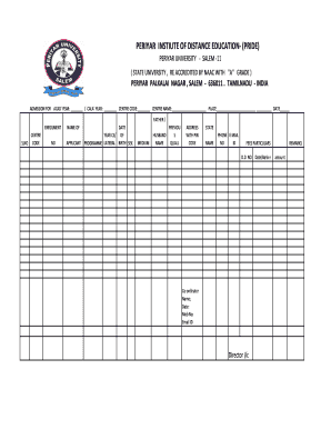 Periyar University Admission Form