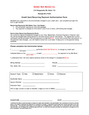 Credit Card Recurring Payment Authorization Form