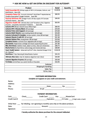Auto-Ship Order Form