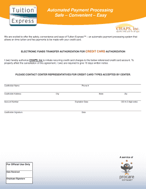 Tuition Express Credit Card Authorization Form