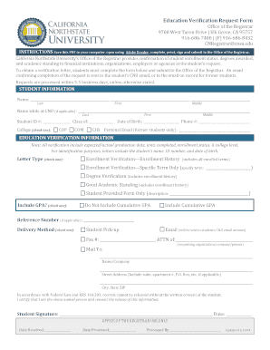 Education Verification Request Form