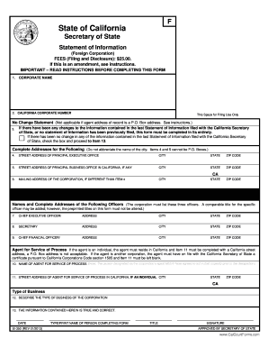 California Foreign Corporation Statement of Information