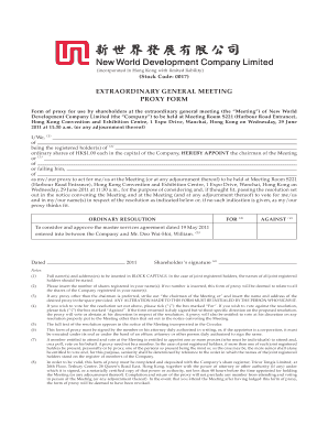 New World Development Proxy Form