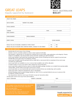 Great Leaps Membership Application