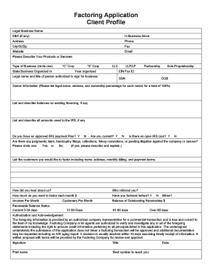 Factoring Application Form