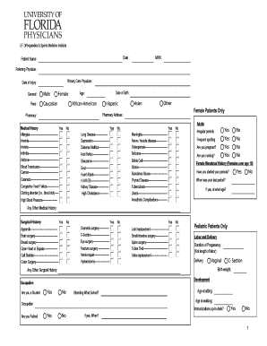 Patient Medical History Form