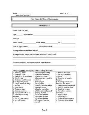 New Patient Self-Report Questionnaire
