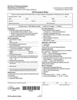 GI Procedure Order Form