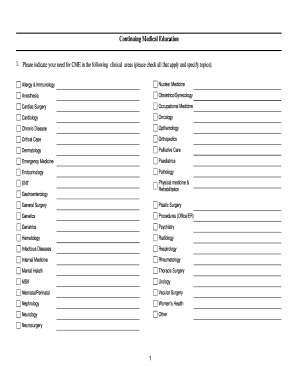 CME/CPD Needs Survey for Physicians