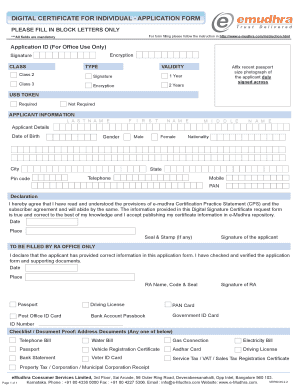 Digital Certificate Application Form