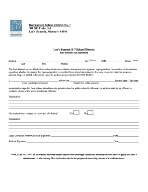 Missouri Safe Schools Act Student Form