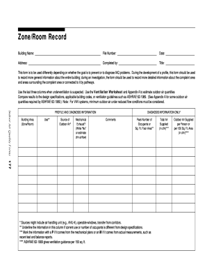 Building Zone Room Record Form