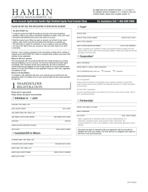 New Account Application Hamlin High Dividend Equity Fund