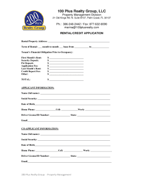 Rental Credit Application
