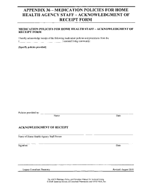 Medication Policies Acknowledgment Form