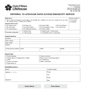 Referral to Lifehouse Rapid Access Endoscopy Service