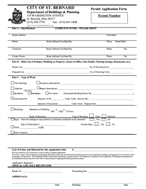 City of Cincinnati Building Permit Application
