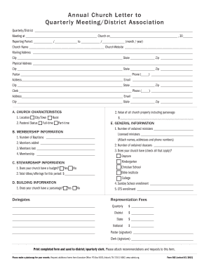 Annual Church Letter to Quarterly Meeting